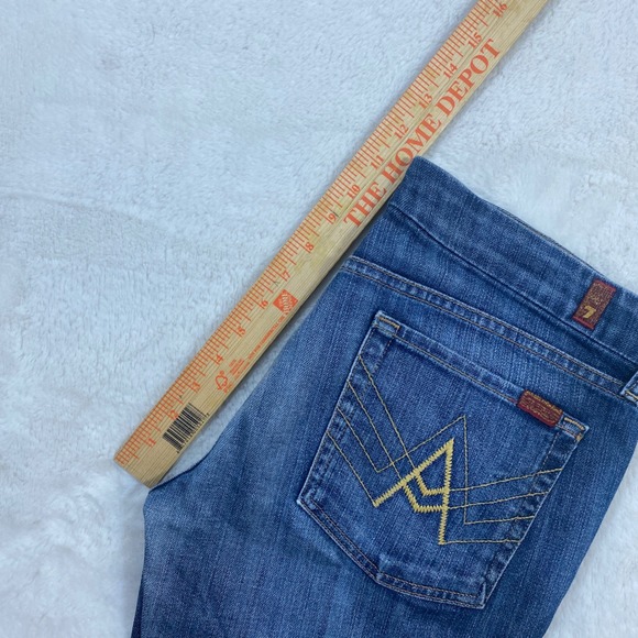 7 For All Mankind Bootcut Womens 32 Blue Denim A Pocket Jeans 706085 Faded USA - Picture 5 of 11